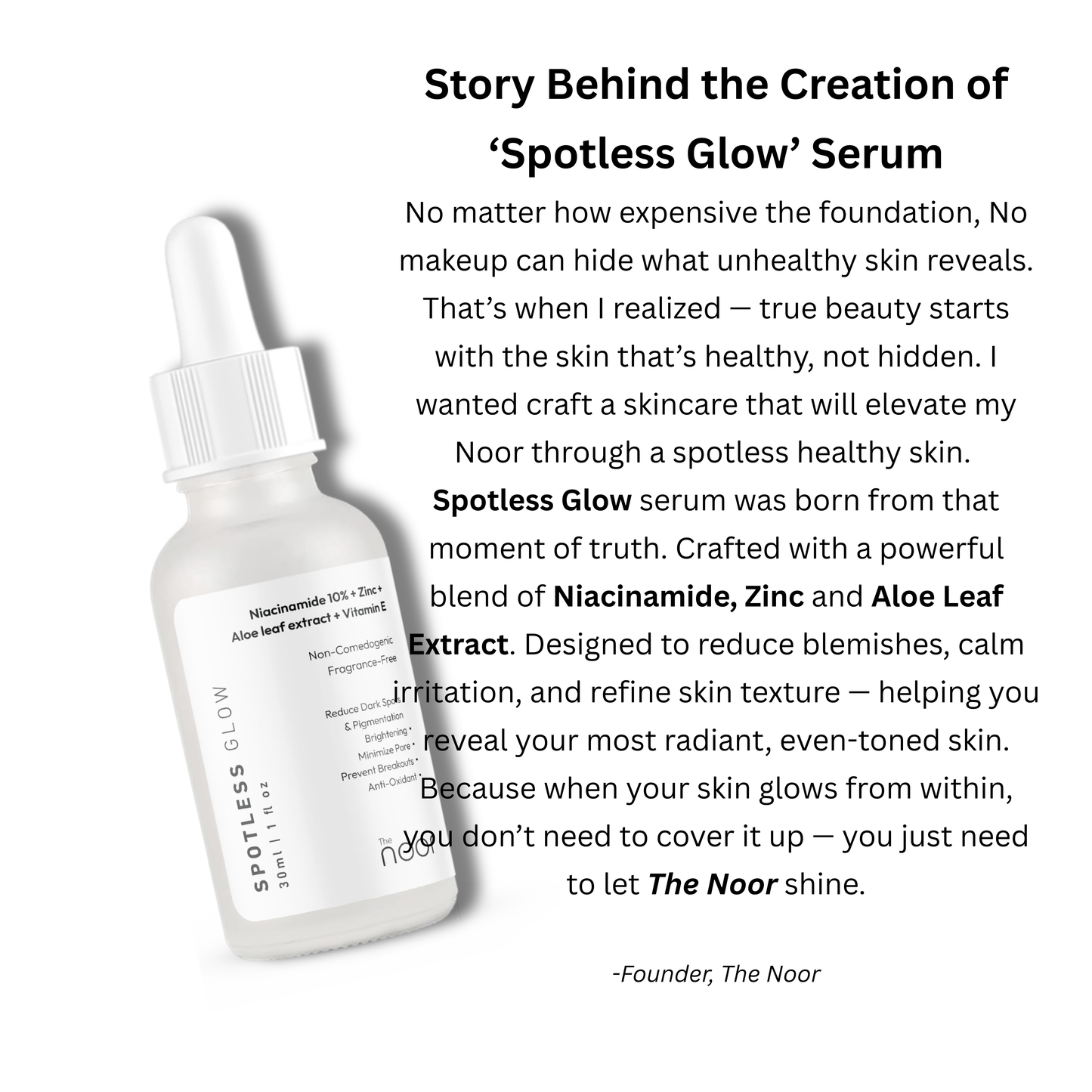 Spotless Glow | Niacinamide 10% + Vitamin E+  Zinc + Aloe leaf extract   | 30ml