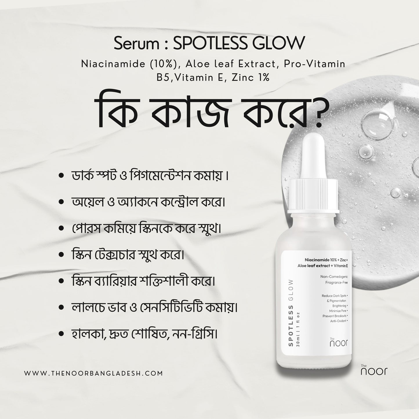 Spotless Glow | Niacinamide 10% + Vitamin E+  Zinc + Aloe leaf extract   | 30ml