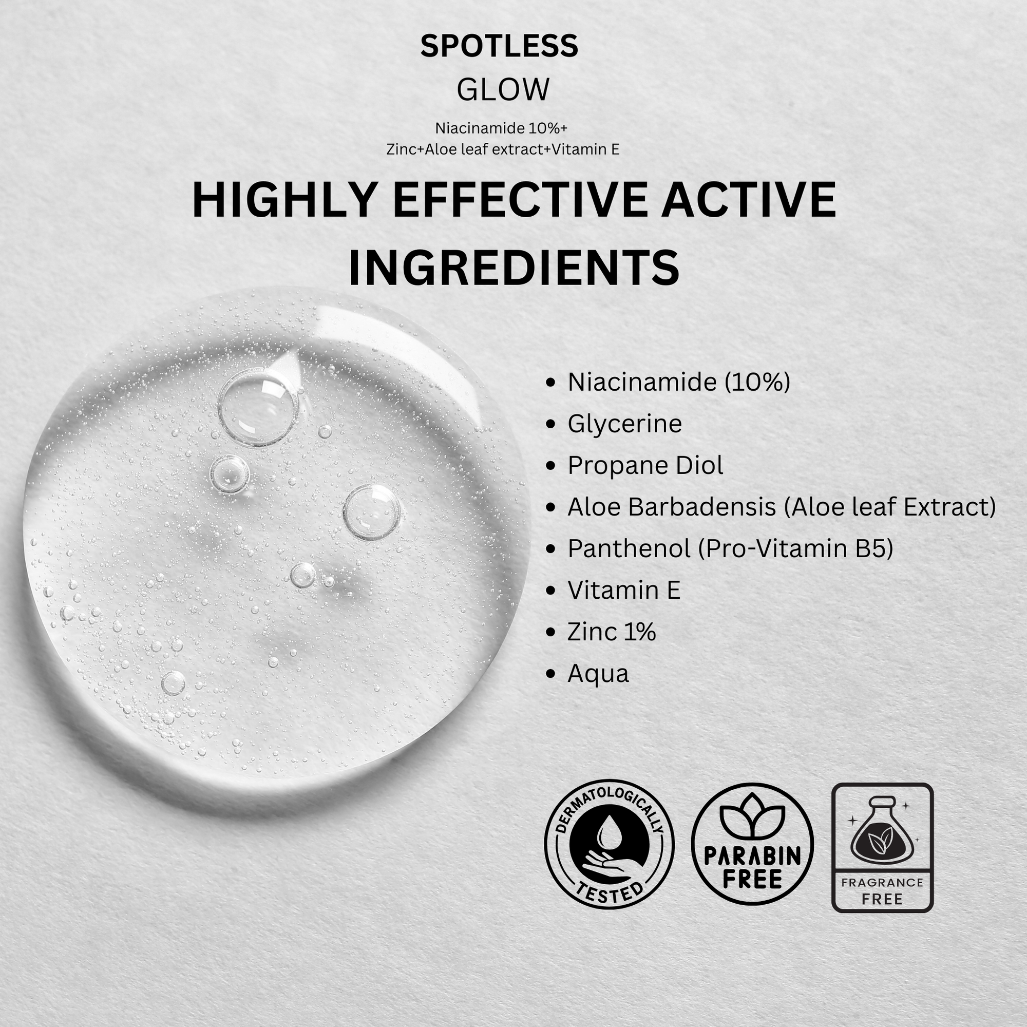 Spotless Glow | Niacinamide 10%+  Zinc + Aloe leaf extract + Vitamin E  | 30ml