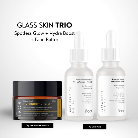 GLASS SKIN TRIO | Spotless Glow + Hydra Boost + Divine Youth-Overnight Vita Reset