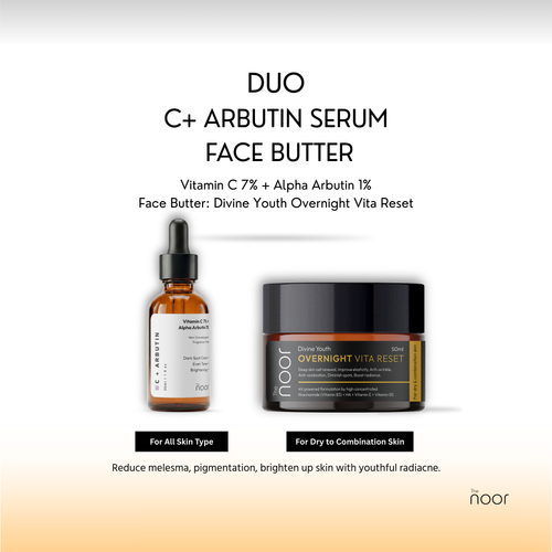 Combo: Vitamin C + Alpha Arbutin(Serum) and Divine Youth Overnight Vita Reset(Face Butter)