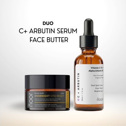 Combo: Vitamin C + Alpha Arbutin(Serum) and Divine Youth Overnight Vita Reset(Face Butter)